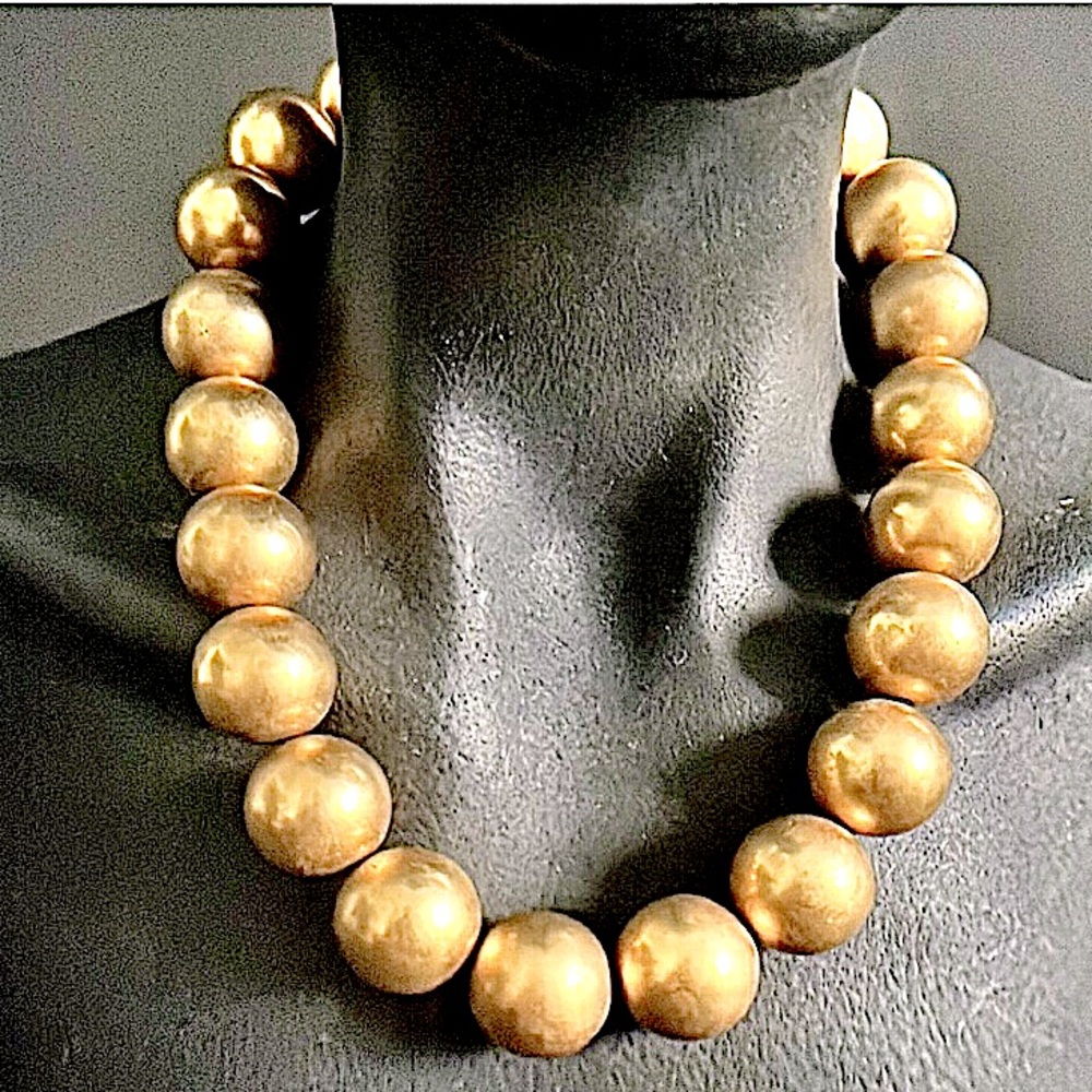 Anne Klein Vintage 80's Iconic Gold Spheres Chunky Necklace